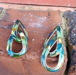 Vintage Calming colors‎ enamel earrings